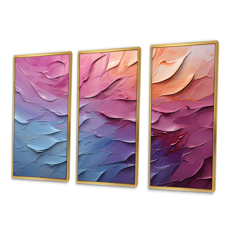 Rainbow Hue Harmony I - Ensemble de décoration murale arc-en-ciel, Cadre flottant doré, H 40 po x l 60 po x P 1 po