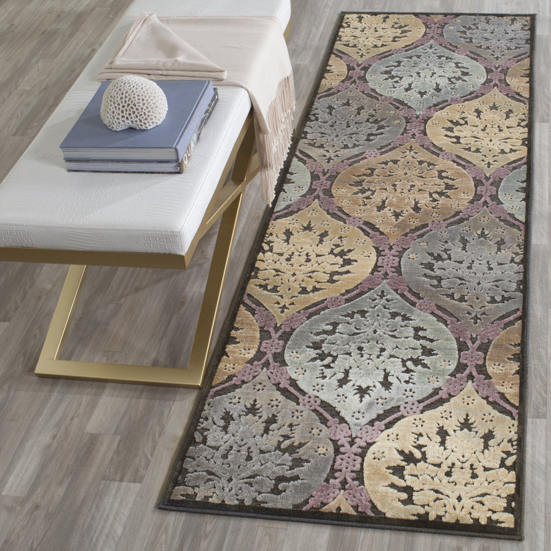 Payne Damask Viscose Area Rug, Rectangle 74 x 229 cm