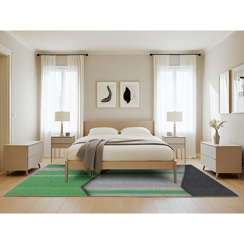 Tapis à motifs vert / gris, Rectangle de 5 pi x 8 pi