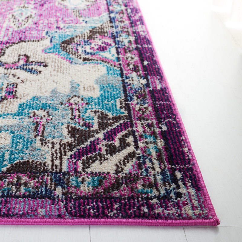 Brynlee Oriental Machine Made Power Loom Polypropylene Area Rug in Lavender/Light Blue, Rectangle 8' x 10'