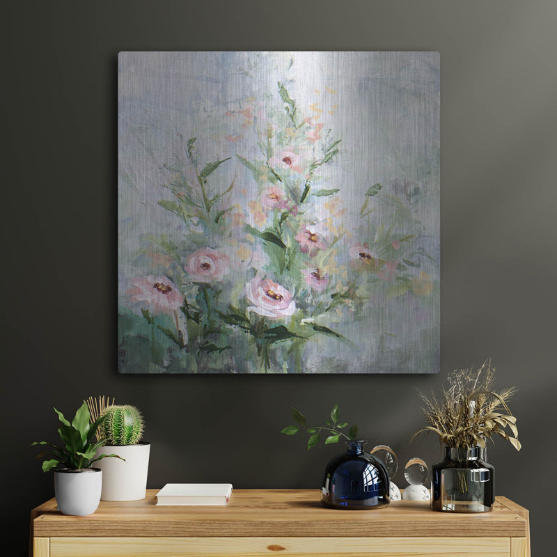 Art mural en métal luxueux «Garden Secrets 2» par Karen Hale, 24 po x 24 po, H 24 po x l 24 po