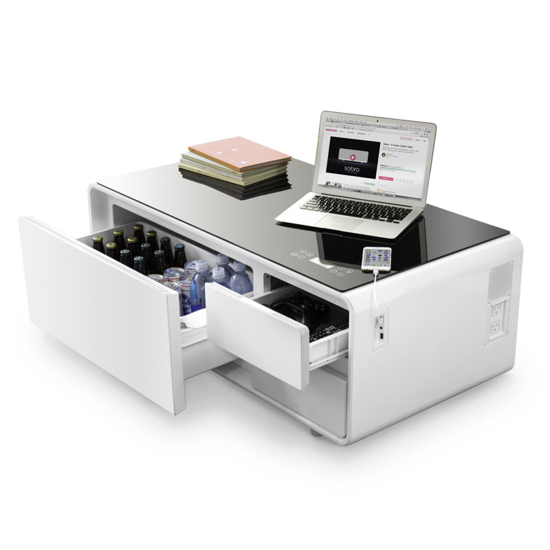 Table basse intelligente Sobro, Blanc / noir