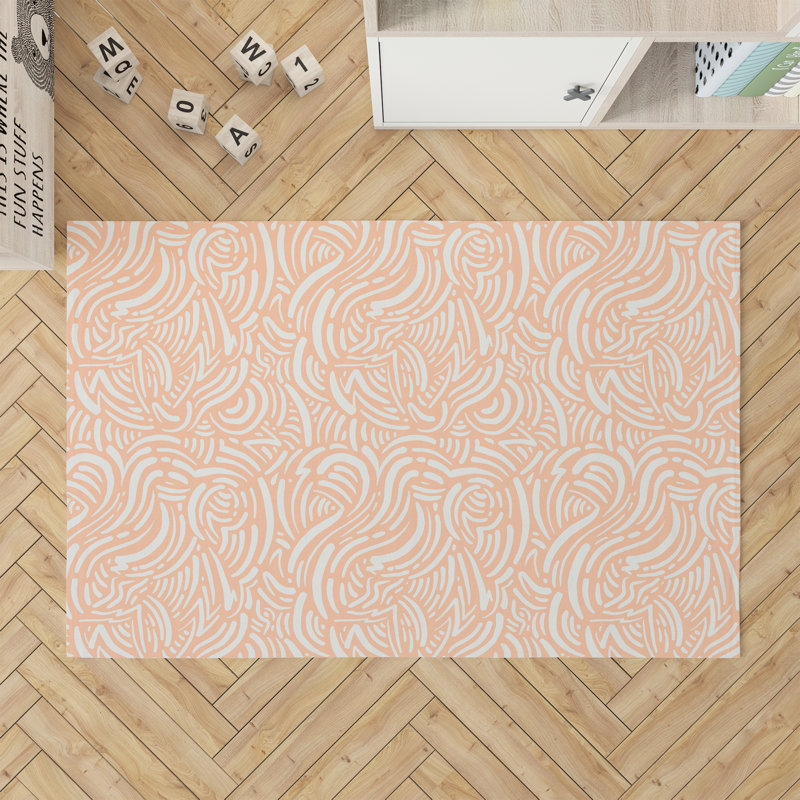 Cozy Swirl Kids Play Mat, Rectangle 5' x 7', Peach/Orange