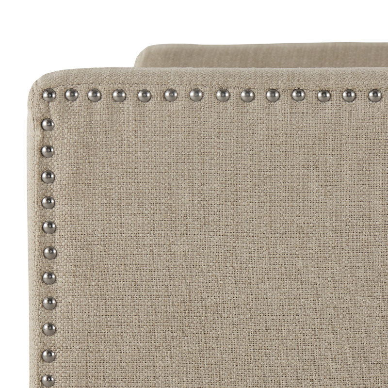 Chaise pivotante à accoudoirs cloutés Neldon, Gris clair