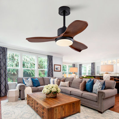 36" Wood Ceiling Fan with Lights Remote Control