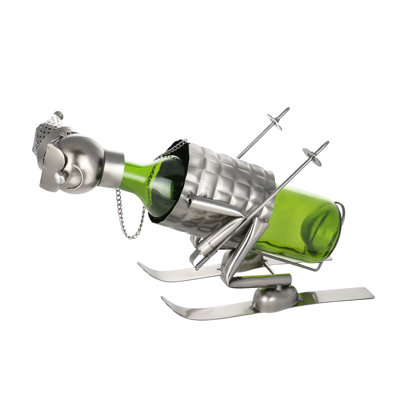 Down Slope Skier Funny 1 Bottle Tabletop Wine Bottle Rack by Wine Bodies