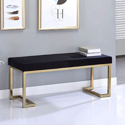 Banc - Siège rembourré en tissu, structure en métal finition champagne