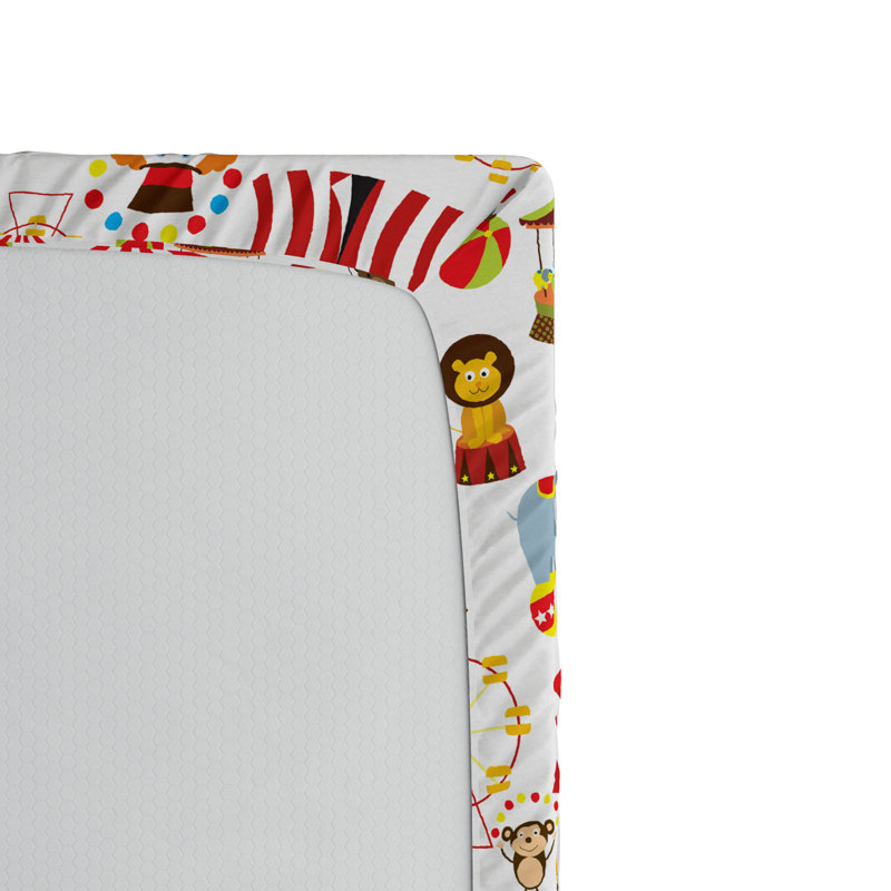 Microfiber Fitted Sheet, Twin XL Fitted Sheet, Red/Yellow Circus 1