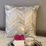 Ashen Square Cowhide Foil Pillow Cover & Insert