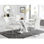 Ensemble de table de salle à manger Edzard en chrome et blanc ultrabrillant avec 4 chaises de salle à manger en similicuir de luxe