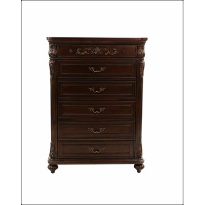 Antique Cherry / Antique Walnut Wooden Chest Of Drawers With Unique Design For Bedroom Storage And Elegance