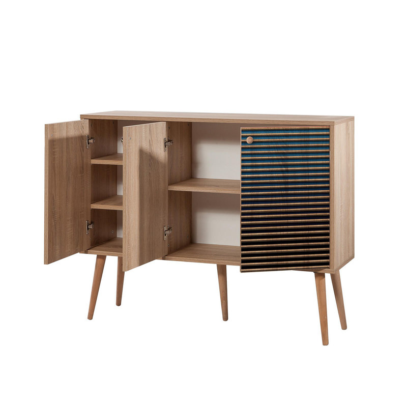 Pittard 120cm Sideboard, Brown/Blue/Black