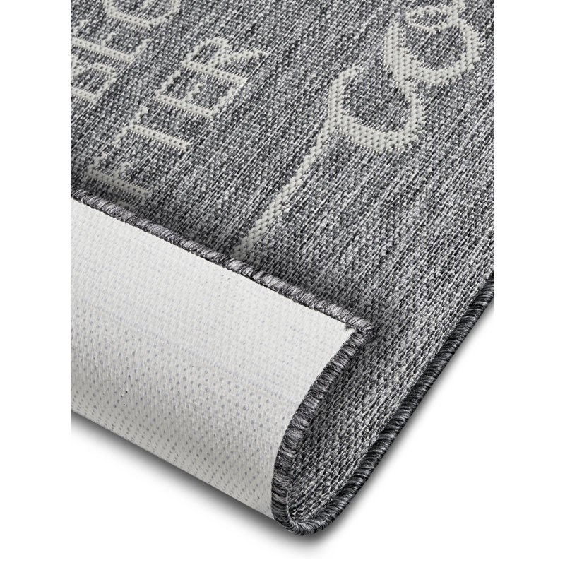 Life Begins After Coffee Grey/Brown/Blue Rug, Rectangle 92 x 150 cm