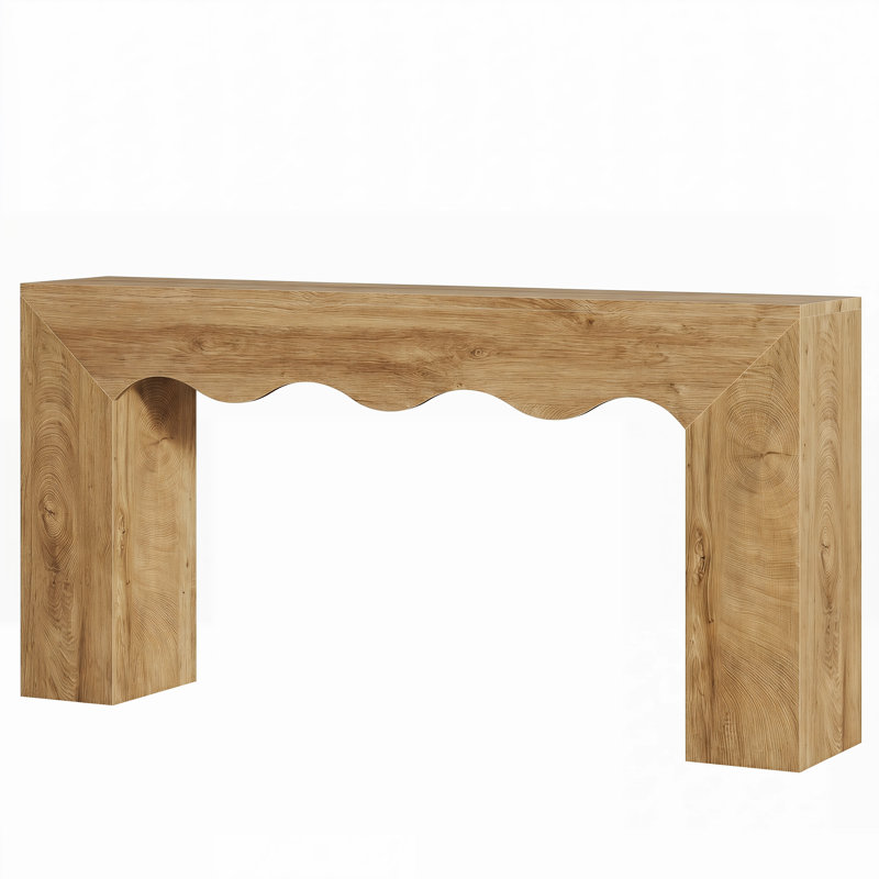 63-Inch Long Sofa Table, Farmhouse Wood Console Entryway Table, Light Brown