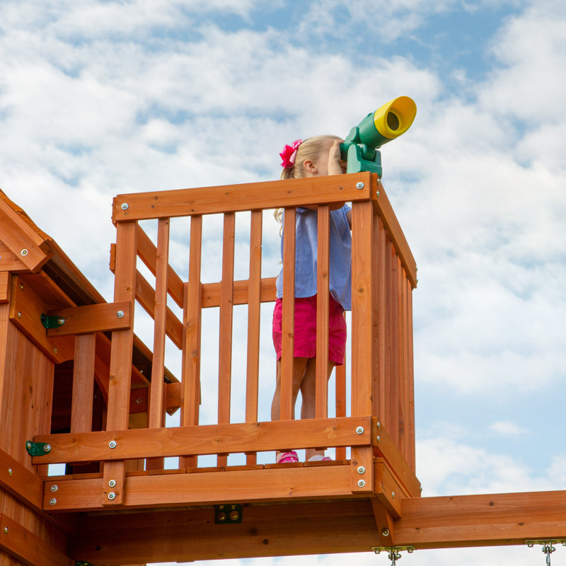 Skyfort II Cedar Wood Swing Set with Slide and Swings