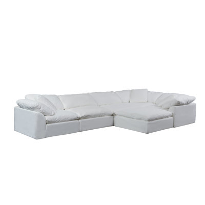 Canapé modulaire de coin surdimensionné de 6 pièces avec méridienne réversible avec repose-pieds et repose-pieds réversible de 176 po inspiré des nuages | Tissu performance lavable résistant à l'eau et résistant aux taches | Canapé à bourre de duvet profond | Coussins moelleux, conception moderne    