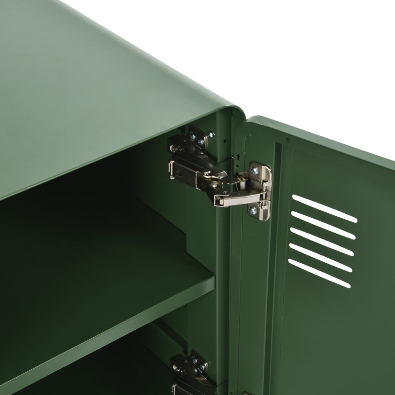 Ensemble de 2 tables de chevet en métal avec armoire de rangement à 2 niveaux, vert cactus moderne