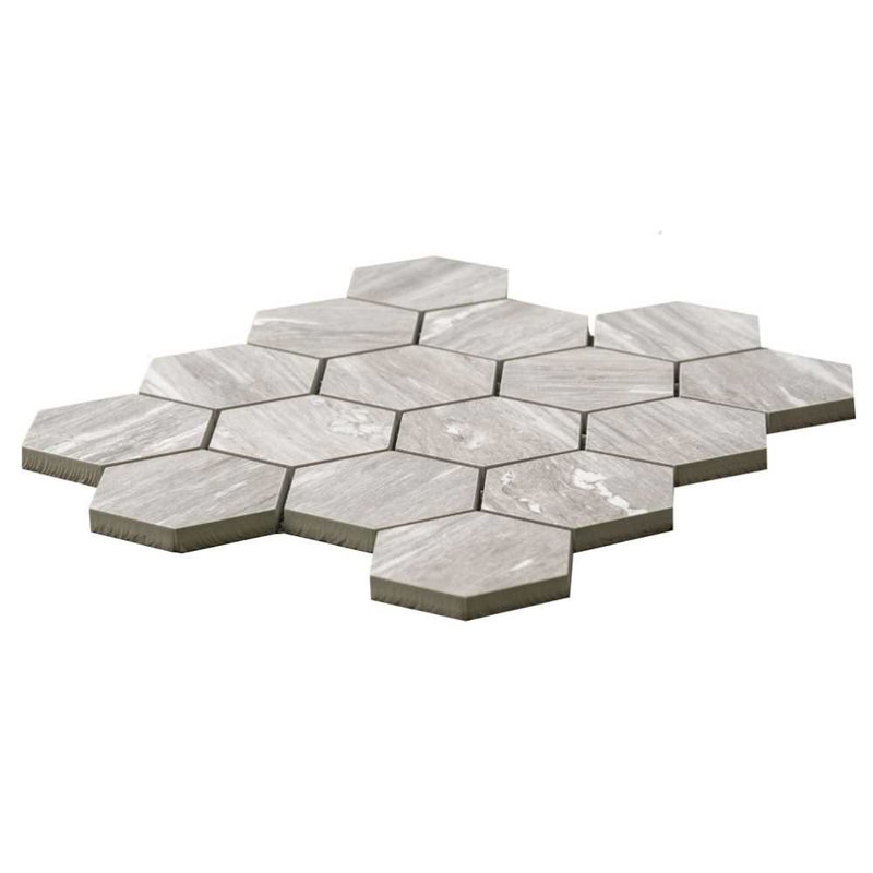 Stately Hex 11" x 14" Porcelain Novelty Marble Look Wall & Floor Tile, Gray