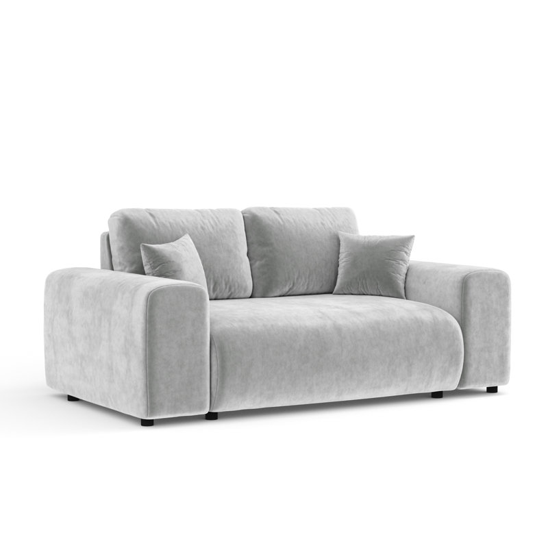 Two-seater square arms loveseat sofa, Light grey