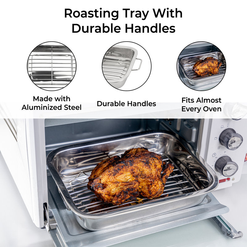 ROYALFORD Non-Stick Stainless Steel Roasting Pan, 25cm