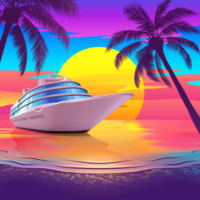 Tropical Beach at Sunset by Magnilion