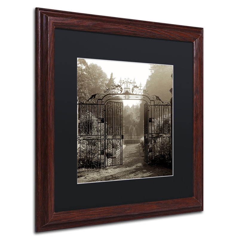 Alan Blaustein " Hampton Gates III " by Alan Blaustein, 11" H x 11" W x 0.5" D, Brown Framed, White