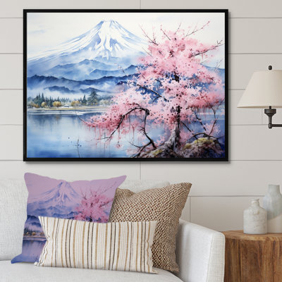 Cherry Blossom Lake au Japon - salon d'art mural Cherry Blossom