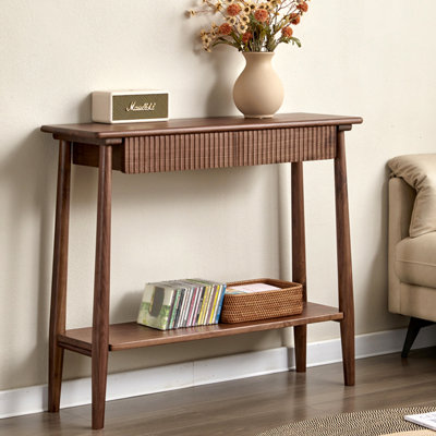 Modern Walnut Wood Entrance Console Table