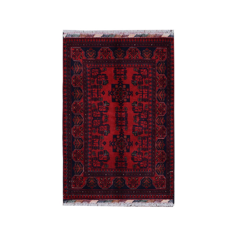 Tapis oriental rouge en laine noué à la main 2 pi 7 po x 3 pi 9 po - MOA102714