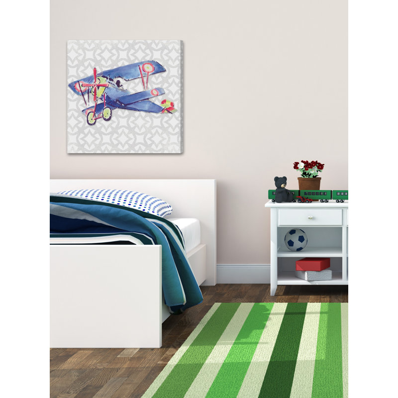 "Watercolor Biplane" par Reesa Qualia, reproduction sur toile tendue, H 40 po x l 40 po x P 1,5 po
