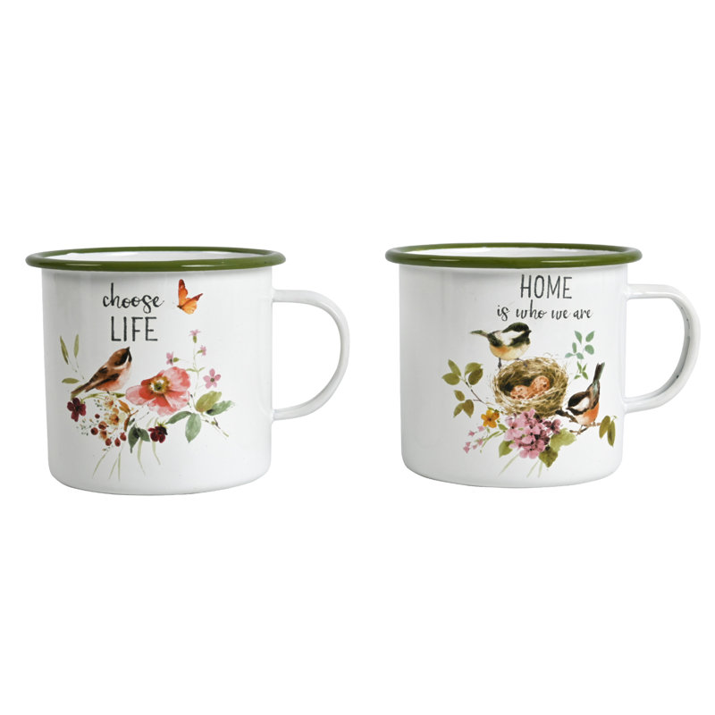 Enamelware Coffee Mugs, Camping Mug, Farmhouse Kitchen Decor for Home and Outdoor, Set of 2, 22 OZ