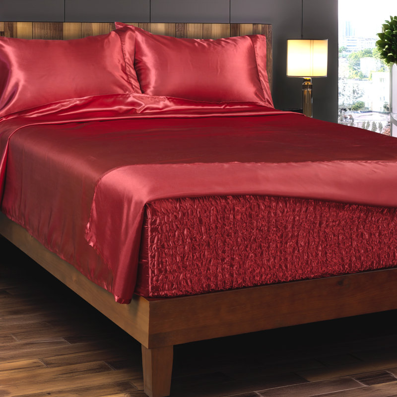 Smooth Satin BedTite Tight Grip Sheet Set, Queen, Burgundy