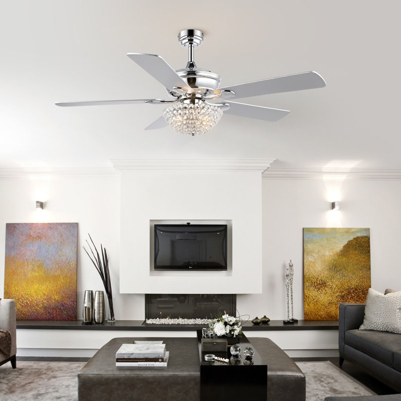 Ventilateur de plafond standard avec télécommande Fransje, Argent / Érable blanc