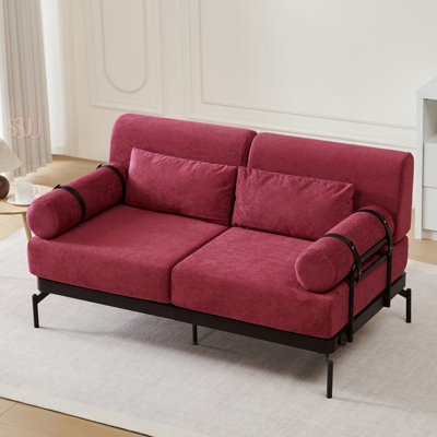 Modern Loveseat Sofa With Unique Cylindrical Armrests And Flexible USB Ports For Living Room Comfort