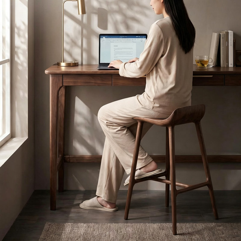 Chaise d'appoint sans dossier en noyer (ensemble de 2), 29.53"