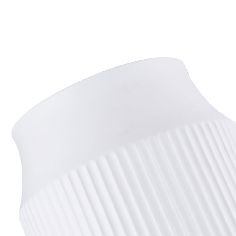 9.5" Modern Ceramic Flush Mount Ceiling Light, Minimalist White Cylinder Drum Shade with Vertical Stripes, E26 Base 60W Max, UL & ETL Listed, Perfect for Bedroom Hallway Kitchen