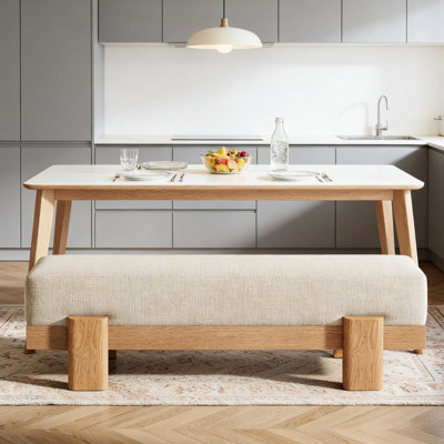 55 po, rembourré, banc de salle à manger, café de conception moderne, coussin moelleux, protection antidérapante, banc de cuisine de style nordique rembourré de style contemporain, coussin et pièces faciles à assembler