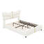 Lit pour grand lit avec tête et pied de lit papillon, lit plateforme tapissier en similicuir avec décor en métal doré-731482831-731482827