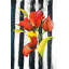 Fleurs sur rayures noires et blanches - Imprimé de formes jaunes-748617453-748617451-748617446