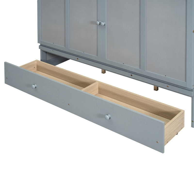 Grand lit gris avec rangement de tiroir suffisant pour un grand lit en option, Grand lit, Gris