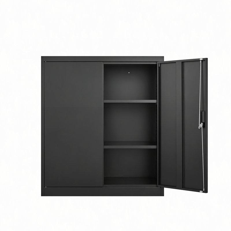 Lockable Storage File Cabinet With Doors & 2 Adjustable Shelves For Home, Office, School & Garage