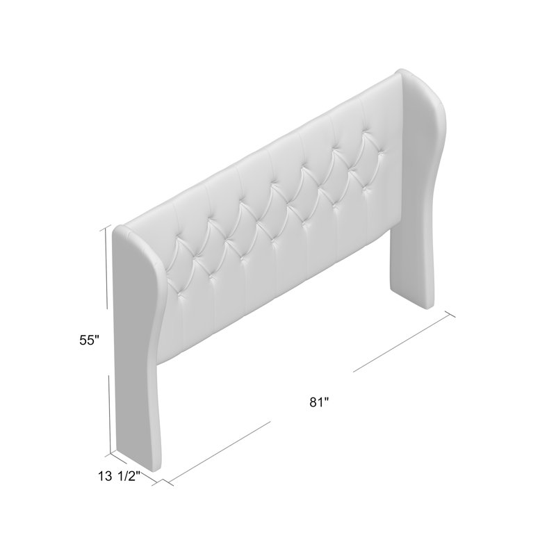 Teston Upholstered Headboard, King, Lustrous Velvet Snow