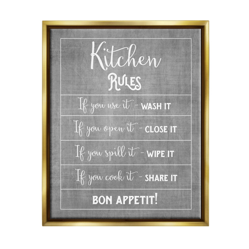 «Kitchen Rules Bon Appetit», art de la giclée par Amanda Murray, H 31 po x l 25 po x P 1,7 po, Cadre flottant métallique doré