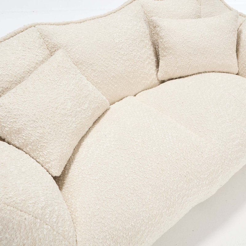 Soft Beanbag Chair With High Resilience Foam Core For 2 People, Beige Chenille