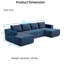 Canapé modulaire en forme de U 132 po Corduroy Cloud, sans assemblage, avec méridienne et porte-gobelets, bleu, 4 places-504225375