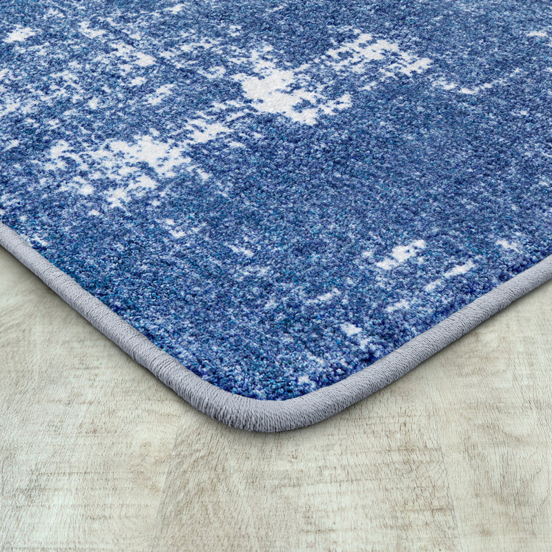 Tapis abstrait bleu / blanc touffeté, Rectangle 7 pi 8 po x 10 pi 9 po