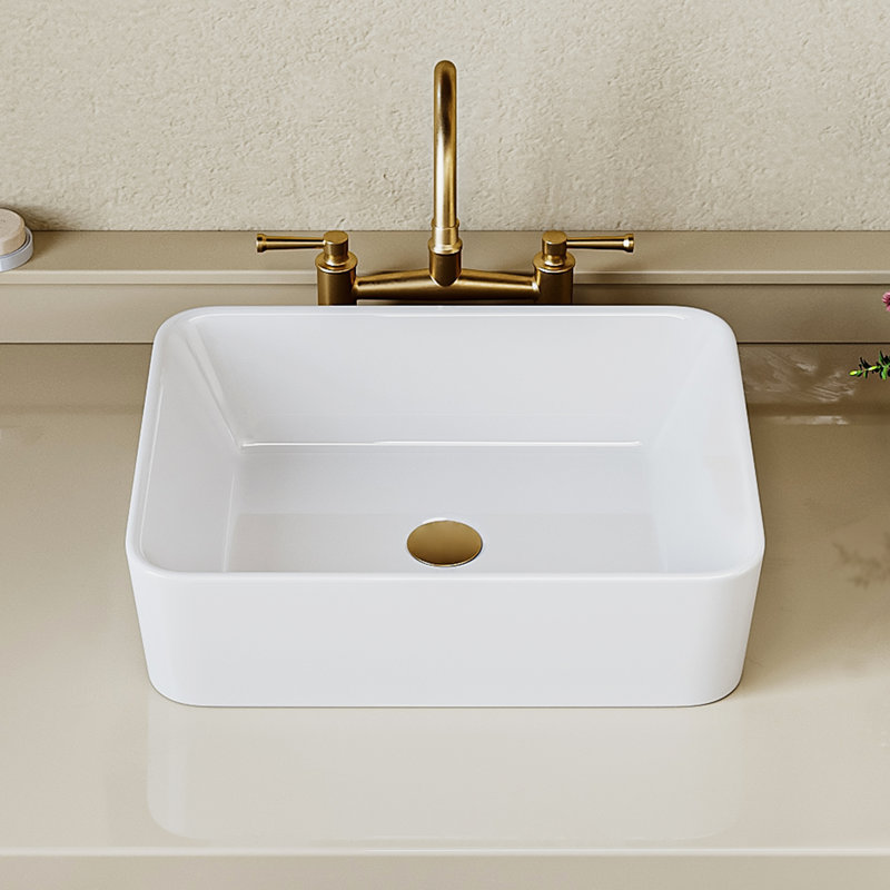 Denbigh 480mm x 370mm  Rectangular Vitreous China Countertop Bathroom Sink Basin, White