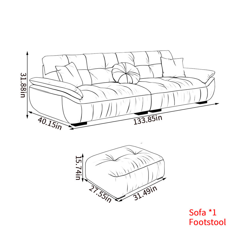Newby, H 31,88 po x l 133,85 po x P 40,15 po