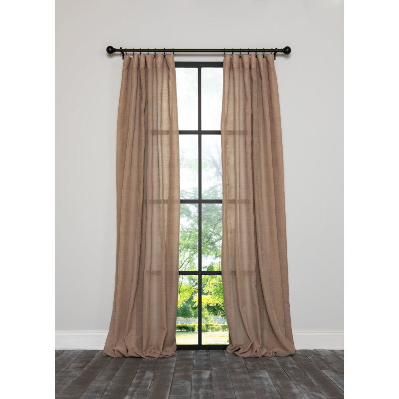 Belana Semi Sheer Curtain Single Panel, 54" x 108", Mocha