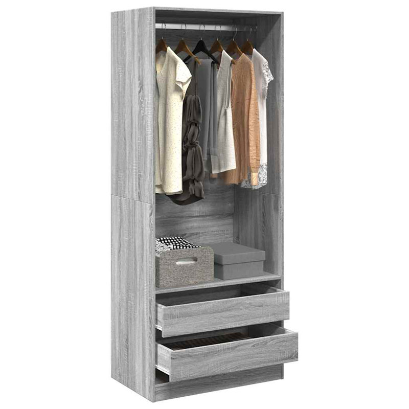 Symirah Manufactured Wood Wardrobe, Grey Sonoma